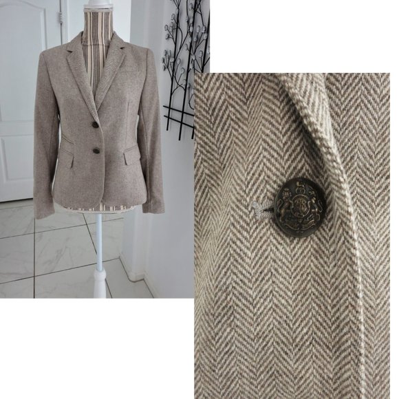 Banana Republic Jackets & Blazers - New Banana Republic Wool Blend Herringbone Fitted Blazer Jacket Brown Cream 2